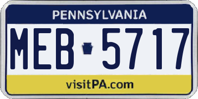 PA license plate MEB5717