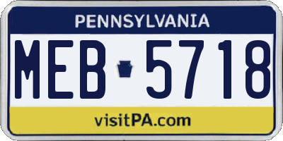 PA license plate MEB5718