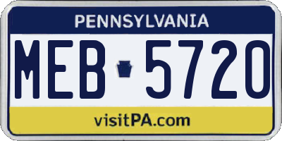 PA license plate MEB5720