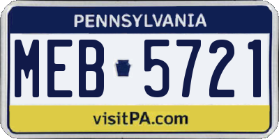 PA license plate MEB5721