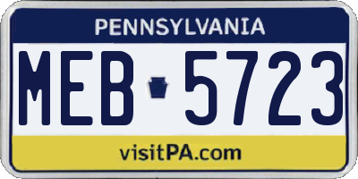 PA license plate MEB5723