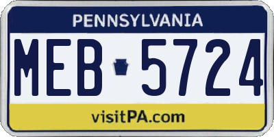 PA license plate MEB5724