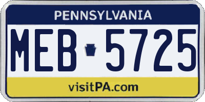 PA license plate MEB5725