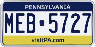 PA license plate MEB5727