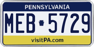PA license plate MEB5729