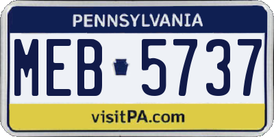 PA license plate MEB5737