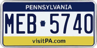 PA license plate MEB5740