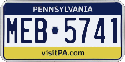 PA license plate MEB5741