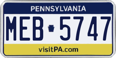 PA license plate MEB5747