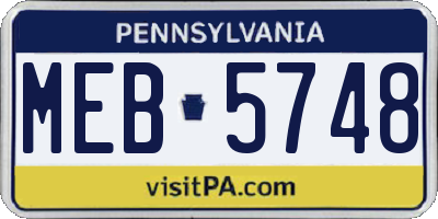 PA license plate MEB5748