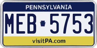 PA license plate MEB5753