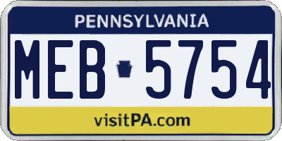PA license plate MEB5754