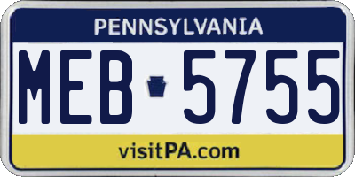 PA license plate MEB5755