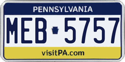 PA license plate MEB5757
