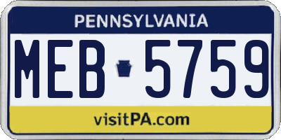 PA license plate MEB5759