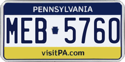 PA license plate MEB5760