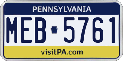 PA license plate MEB5761