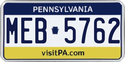 PA license plate MEB5762
