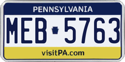PA license plate MEB5763