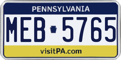 PA license plate MEB5765