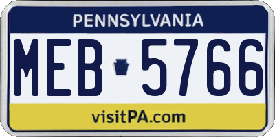 PA license plate MEB5766