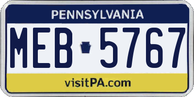 PA license plate MEB5767