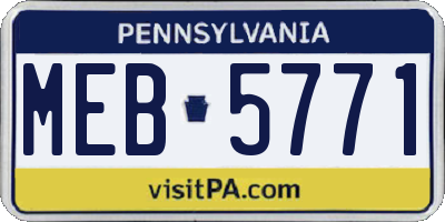 PA license plate MEB5771