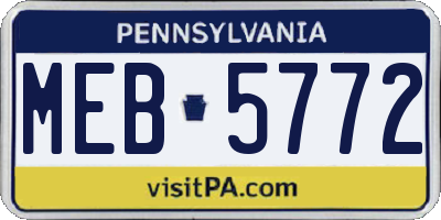 PA license plate MEB5772