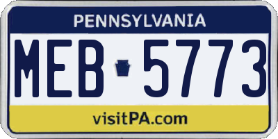 PA license plate MEB5773
