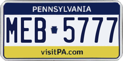 PA license plate MEB5777