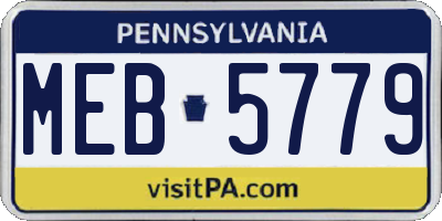 PA license plate MEB5779