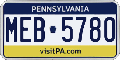 PA license plate MEB5780