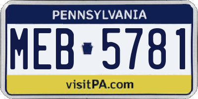 PA license plate MEB5781