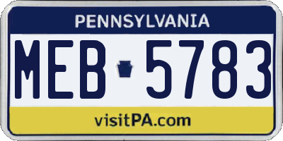 PA license plate MEB5783