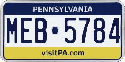 PA license plate MEB5784