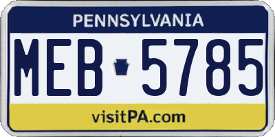 PA license plate MEB5785