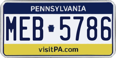 PA license plate MEB5786