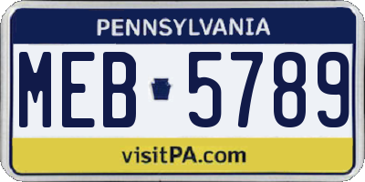 PA license plate MEB5789