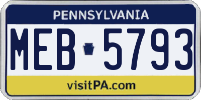 PA license plate MEB5793