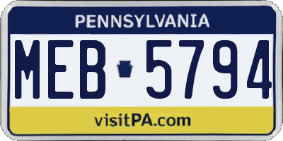 PA license plate MEB5794