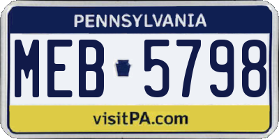 PA license plate MEB5798