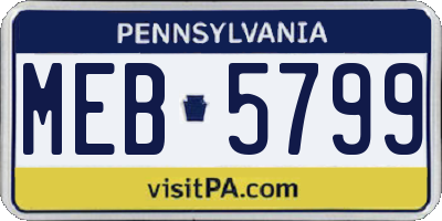 PA license plate MEB5799