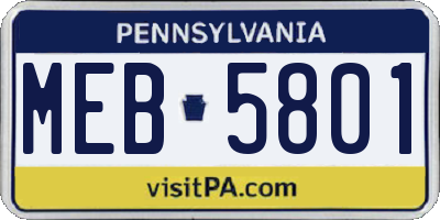 PA license plate MEB5801