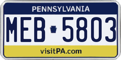 PA license plate MEB5803