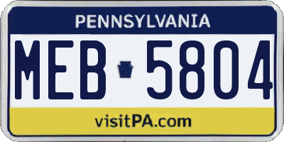 PA license plate MEB5804