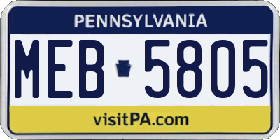 PA license plate MEB5805