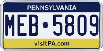 PA license plate MEB5809