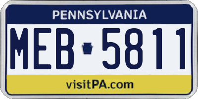 PA license plate MEB5811