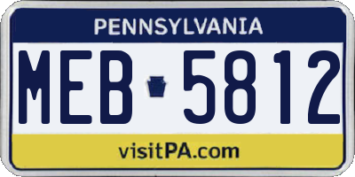 PA license plate MEB5812