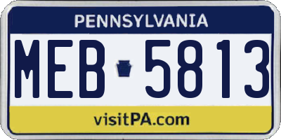 PA license plate MEB5813